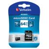 MEMORIA MICRO SD VERBATIM 64GB Scheda MicrosSD SDXC con ADATTATORE- CLASSE 10